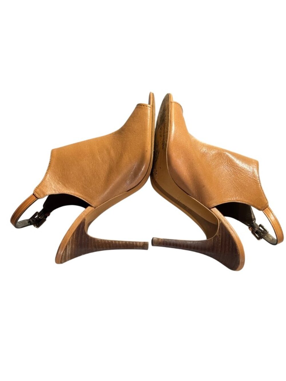 Coach Lanora Soft Grain Tan Leather Open-Toe Slingback Heels 8.5B Womens Shoes - Picture 7 of 12